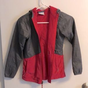 Columbia Girls M 10-12 Pink/Gray Full Zip Jacket Hooded Warm Soft Pockets
